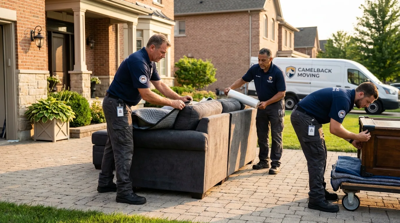 Large estate moving crew wrapping furniture in Port Edwards, WI
